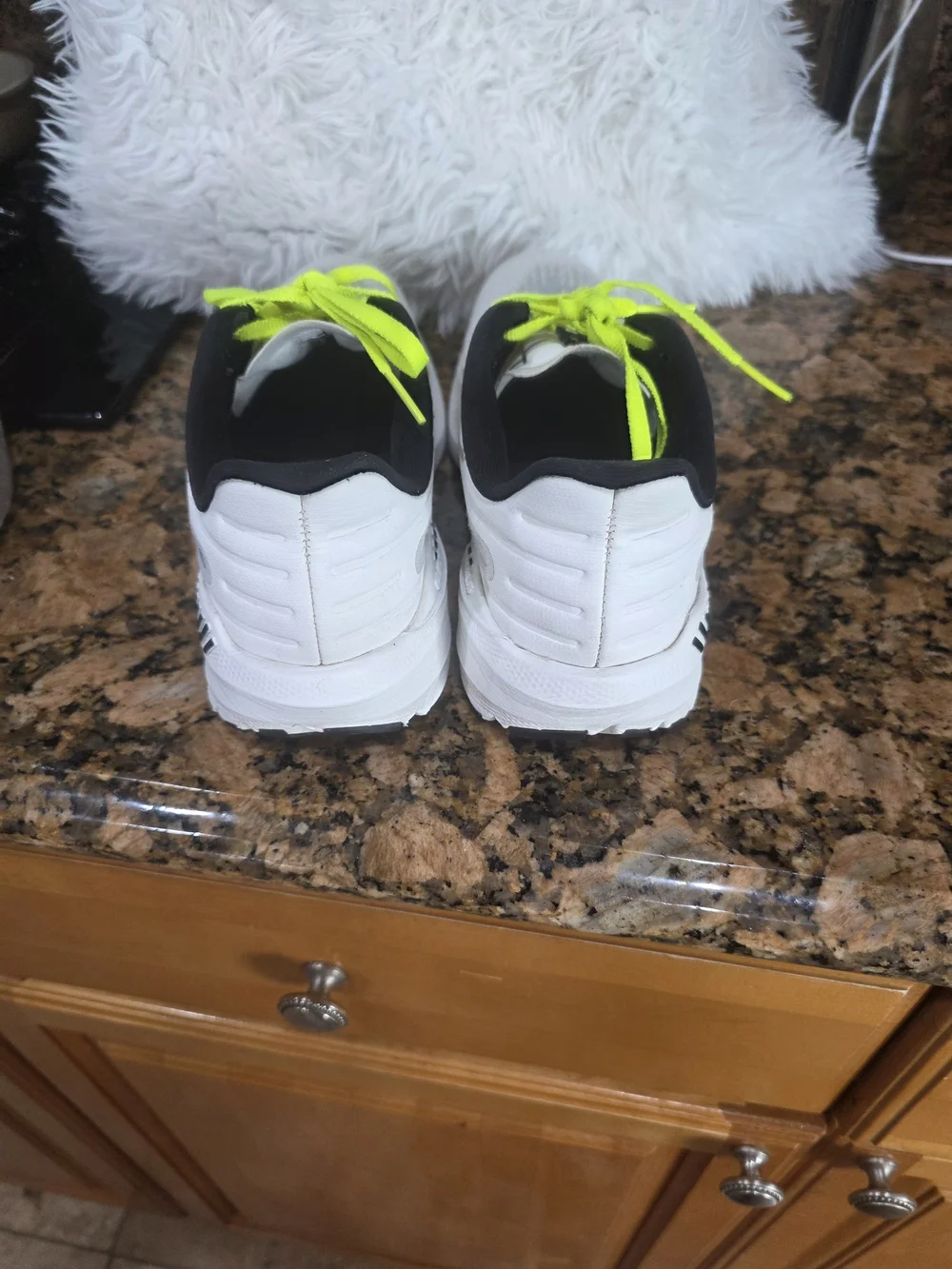 Brooks Women's White Running Shoes with Neon Pink and Yellow Accents